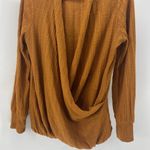 Anthropologie Maeve by size mustard long sleeve light weight faux wrap top Photo 3