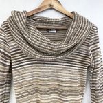 A Byer Vintage‎  Womens Sweater Small Striped Metallic Cowl Neck Y2K Photo 1
