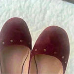 Madewell  Inez Studded Burgundy Suede Block Heels Ankle Strap Shoe Sz 7.5 Photo 4