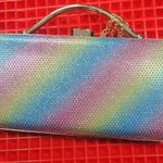 Rainbow Sandals Rainbow Colored Rhinestone Clutch Purse Gold Tone Hardware Photo 0