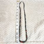 Vintage Black Floral Ceramic Bead Cord Necklace Witchy Goth Romantic Photo 7