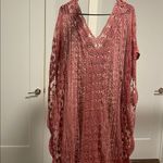 Indigo Blue 2 Piece  Lace Kaftan Dress in Dusty Rose Photo 11