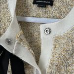 URBAN REVIVO Size XL Cropped Button Front Cardigan Sweater Pearl Buttons Gold Photo 5