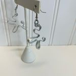 Brushed Silver Puzzle? modern Flowy Drop Earrings 1.5" Photo 1