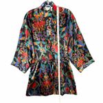 Victoria's Secret Vintage 90s Gold Label Robe Womens S Black Satin Floral Kimono Photo 7