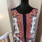 Dress Barn Sleeveless Maxi Dress Scoop Neck Pleated Blouson Geometric Print 20 Photo 1