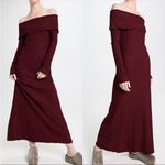 Simon Miller Rib Espen Ribbed Off Shoulder Maxi Dress: Burnt Burgundy Size L Photo 5