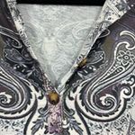 Camisa Purple Paisley Short Sleeve Blouse Womens 2X Henley Shirt Casual Stretch Photo 8