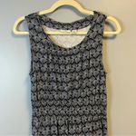 L.L.Bean Dress Navy Blue & White Geometric Pattern Smocked Waist Sz SP EUC Photo 1