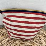 Vintage Americana Red White Stripe Theme Polka Dot Bow Tie Cosmetic Bag Clutch Photo 1