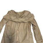 Vintage Brown Polka Dot 90s Y2K Cropped Trench Coat Jacket Hooded Pockets 8 Photo 3