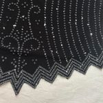 Vintage MSK Black beaded vest tank top silver accents cut work uneven hem detail Size L Photo 1