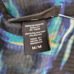 Apostrophe  M Black Blue Green Abstract Print Sleeveless‎ Ruffle Trim Tank Top Photo 6