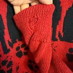 Unique 1 Native Mainer Cable Dog Knit Sweater Size Large Red Photo 4