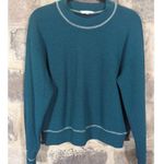 June & Hudson Top Woman's Small Teal Green White Stitch Waffle Knit Gorpcore Photo 0