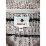 Sundry Lace-Up Sweater Small Women Natural Striped Knit Stretch PInk Photo 1