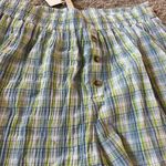 Urban Renewal ReMADE by UO remnants made in LA button front plaid boxer blue and lime green Photo 3