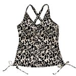 Esprlia Tankini Animal Print Black Cream Crisscross Straps Side Tie Swim Medium Photo 10