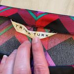 Trina Turk  Colorful Pleated Geometric Dolman Batwing Sleeve Top, size small Photo 2