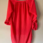 Candie's Pink Flowy Long Sleeve Blouse Shirt Top Neon Business Casual Office Photo 3