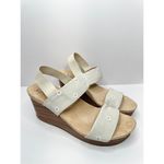 Life Stride  Wedge Sandals Size 8.5 Gray Floral Slingback Open Toe Heels Photo 1