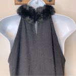 Ralph Lauren Lauren  Black Fur Collar Evening Dress Size Large Photo 8