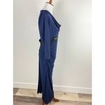 Badgley Mischka  Navy Formal Gown Beaded Empire Waist Long Sleeve 10 MOB Event Photo 8