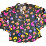 Tolani NWT  Collection Cleo Top Black Floral Long Sleeve Ruffle Neck Size Small Photo 0