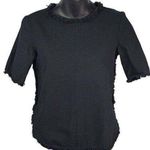 ZARA  Trafaluc Short Sleeve Round Hem Fringe Trim Black Top Women’s XS ACADEMIA Photo 0