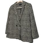 Talbots  Ladies Black/White Business Wool Blend Button Pea Coat Size 12 Petite Photo 2