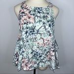 Olivaceous  Floral Flowy Tank Top Medium NWOT Keyhole Pink Blue Green Photo 0
