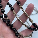 Silver and black glass vintage double strand boho festival necklace Black Photo 2