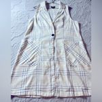 NWT Maeve Plaid Long Linen Vest Size 12 Ivory Black Anthropologie Photo 10