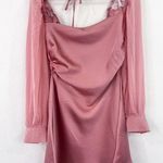 We Wore What NEW Pink Satin Mini Dress size 2 Puff Sleeve Barbie Princess Slip Photo 0