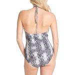 RACHEL Rachel Roy Grey Snakeskin Print Halter One Piece Swimsuit Size Large NWT Gray Photo 1