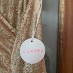 Luxxel Gold Tulle Spaghetti Strap Formal Maxi Gown- Small Photo 2