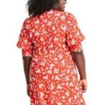 Rixo For Target Dress Size 28W/30W Puff Sleeve Red Floral Daisy Swing Dress NWT Photo 1