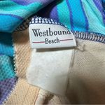 Vintage 90s One Piece Blue Stripes Bathing Suit Swimsuit Medium Photo 4