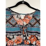 Wet Seal  Women's Floral V Neck Tie Balloon Sleeve Blouse Multicolor Size 1X Photo 2