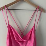 ZARA snake print Satin hot Pink Slip Dress faux wrap spaghetti straps mini party Photo 4