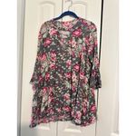 Pink Blush gray and pink floral maternity tunic blouse L Photo 6
