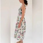 TACH x ANTHROPOLOGIE | Marita Linen Dress Floral Midi Dress Cottagcore | Small Pink Photo 2