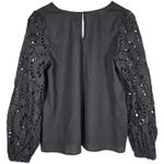 Lush Clothing Lush Black Women's V-Neck‎ Top with Lace Sleeves L NWOT Photo 1