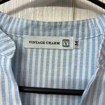 Vintage Charm Chic  Cottagecore Pinstripe Tiered Tie-Waist Midi Dress M Photo 6