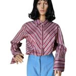 American Vintage Vintage 70's Retro stripped bouse dagger collar large fold back cuffs size large Photo 1