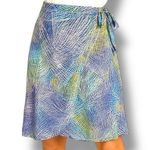Jams World Hibiki It’s A Wrap Skirt XL Abstract Print Blue Green Yellow Resort Photo 0