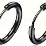 Small Black Huggie Hoop Earrings 10mm Photo 0