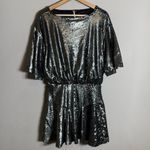 Free People  Manuka Sequin Mini Dress Women's Small Silver Drop Waist Party NWOT Photo 7