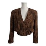 Jones New York Women Leopard Print Bomber Jacket Size 6 Button Front Orange Black Collarless Photo 0