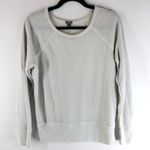 Aerie Womens Sweater Pullover Sheer Back Metallic Scoop Neck Gray M Photo 0
